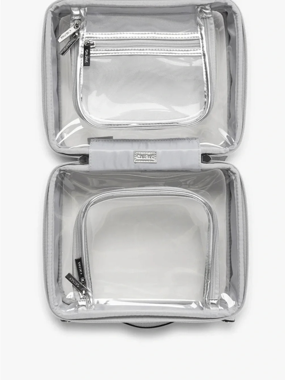 Calpak Silver-Trim Clear Cosmetic Carry Case Medium